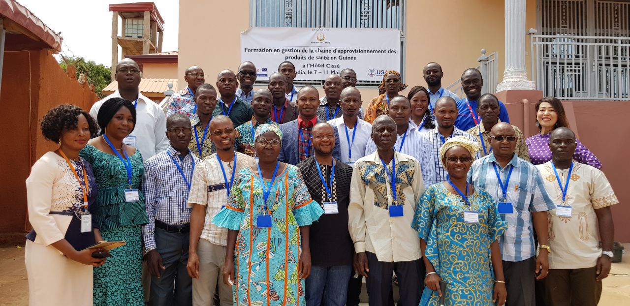 GaneshAID's expert (Mme. Dorothy Leab) Health product supply chain management training (Guinea, 2018)