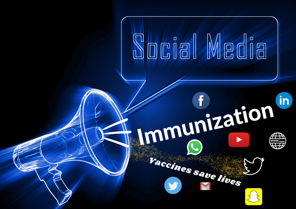Some social media icon and the immunization word